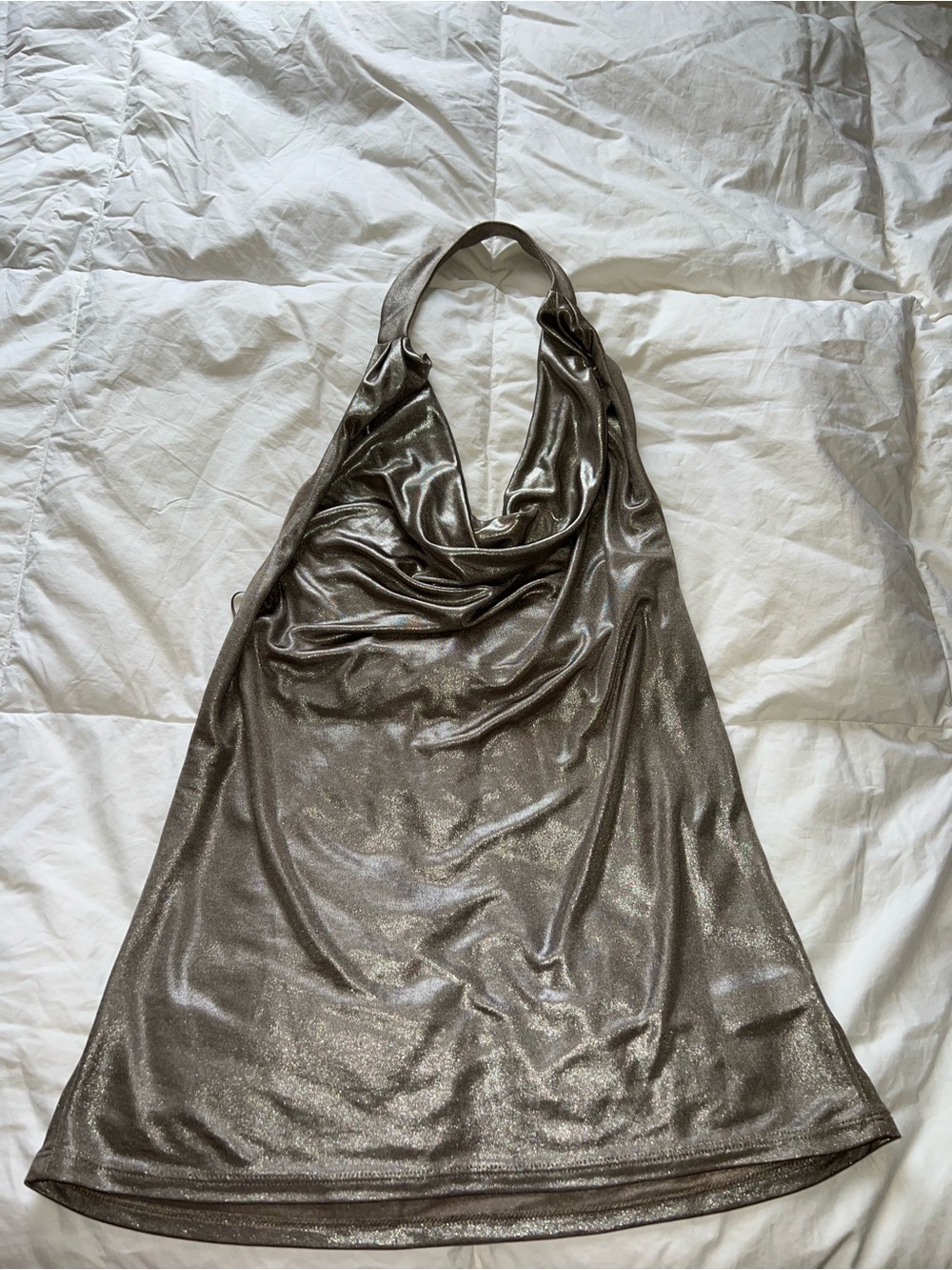 Express Metallic Halter Top
